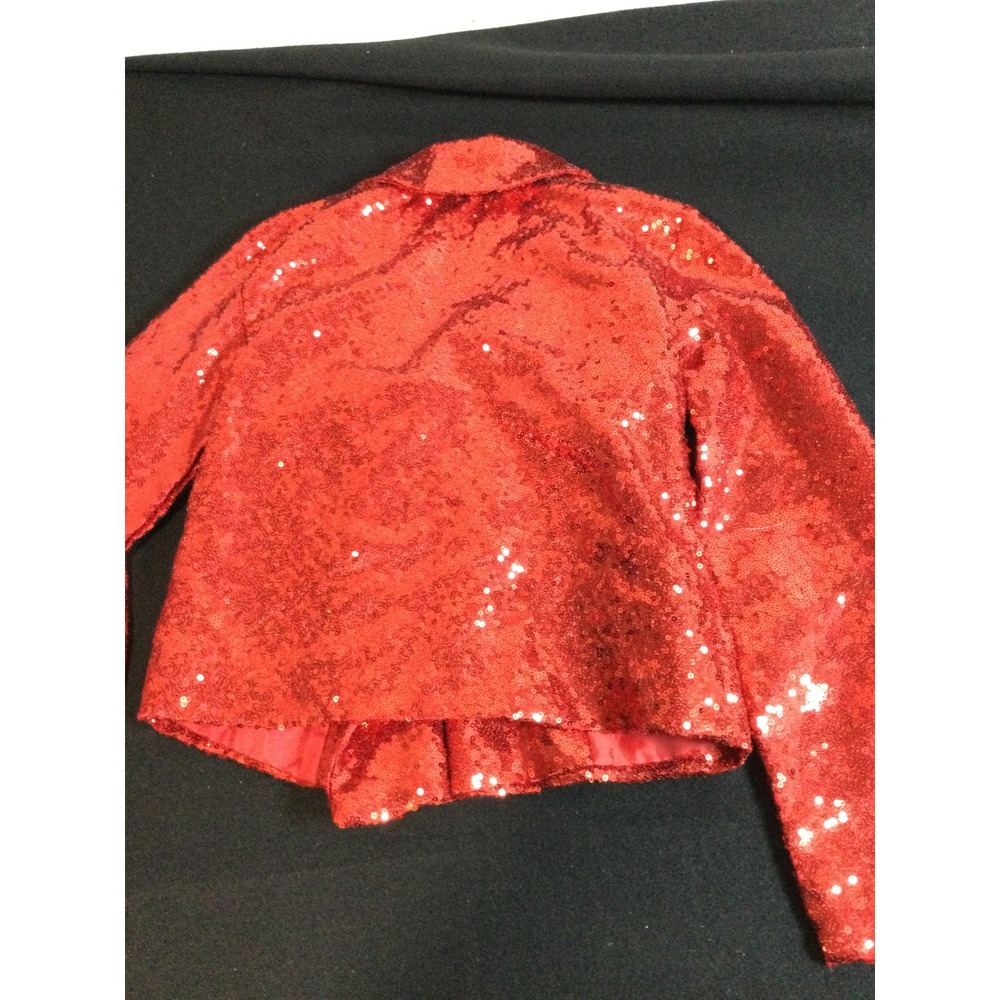 Jojo's Closet Red Sequin Moto Jacket Girls Size S 6X Shimmer Glitter Outerwear - Picture 8 of 8